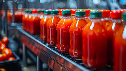 tomato juice production at the modern factory