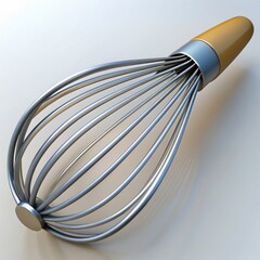 3D Render of a Classic Whisk, on isolated white background, Generative AI