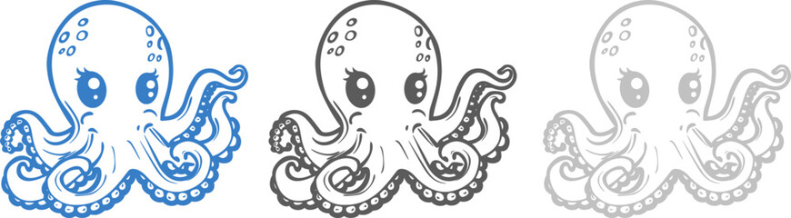 Little octopus silhouette. Vector template eps10 design.