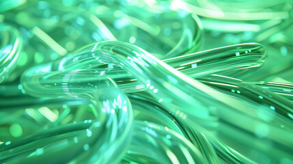 Cool mint green cables in a refreshing logistics tech setting,