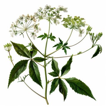A detailed view of Water Hemlocks vibrant leaves and delicate flowers