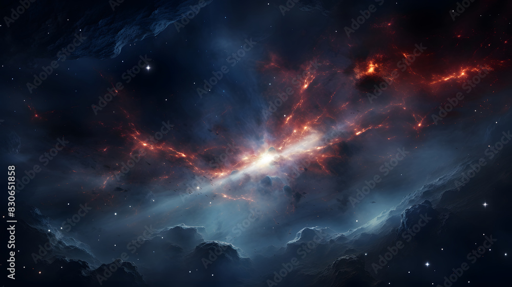 Wall mural digital space with milky way and nebula abstract graphic poster