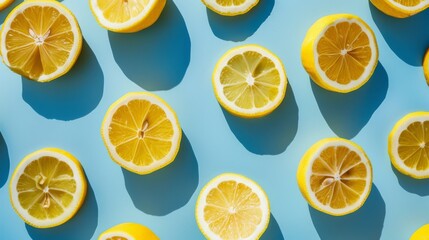 Refreshing lemon slices pattern on a bright pastel background.