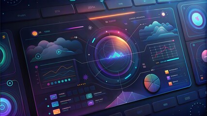 Obraz premium In a technologically advanced world, a seamlessly integrated software interface displaying real-time weather forecasts and suggesting optimal products for the current conditions.