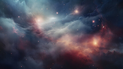 Fototapeta premium Digital space with milky way and nebula abstract graphic poster 