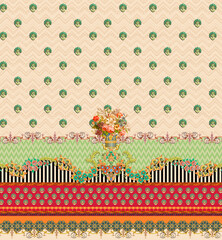 Digital textile flower design with beautiful background