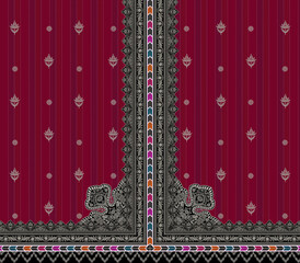 Digital textile flower design with beautiful background