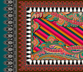 Digital textile flower design with beautiful background