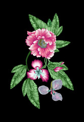 Digital textile flower design with beautiful background