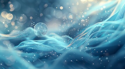 Soothing Friendship Day abstract: cool blue and silver shades glowing orbs flowing textures background
