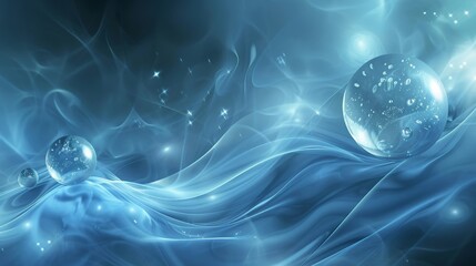 Calming Friendship Day abstract: cool blue and silver shades glowing orbs flowing textures background