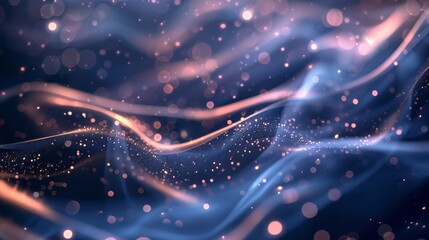 Mysterious Friendship Day abstract: midnight blue and rose gold glowing light trails background