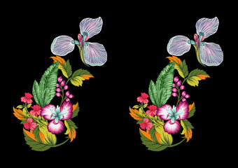 Digital textile flower design with beautiful background