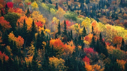The vibrant hues of fall across the mountain slopes