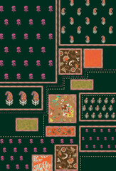 Digital textile flower design with beautiful background