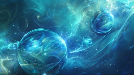 Comforting Friendship Day backdrop sapphire blue & mint shades glowing orbs background