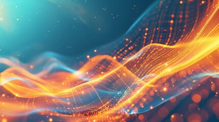 Obraz premium Dynamic return to school electric blue to sunny orange glowing particles background