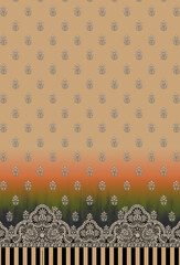 Digital textile flower design with beautiful background