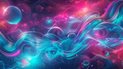 Obraz premium Energizing Back to School abstract with neon pink and turquoise splashes background