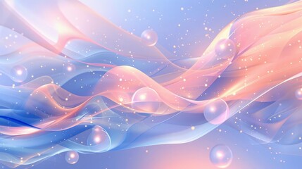 Tranquil Back to School design with sapphire blue and pastel peach shades enhanced by glowing orbs background