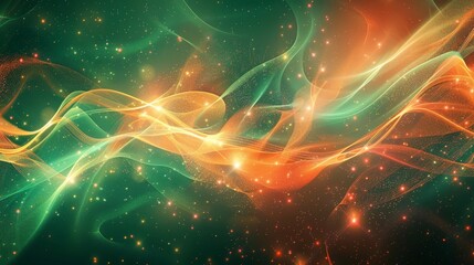 Dynamic Back to School abstract wallpaper in emerald and coral with light streaks background