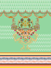 Digital textile flower design with beautiful background