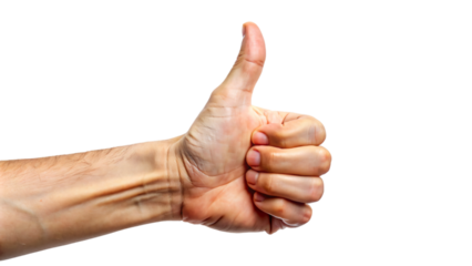 A hand with a thumb extended upwards in a gesture of approval