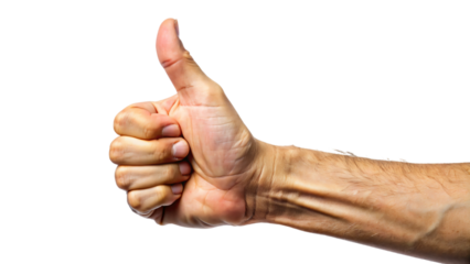 A hand with a thumb extended upwards in a gesture of approval
