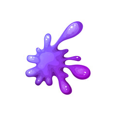 Liquid colorful slime in cartoon style. Fluid mucus drip, splatter or splash isolated on white background. Sticky dribble down, toxic blot. Vector illustration