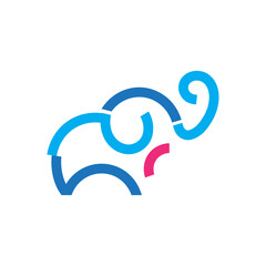 Abstract elephant vector logo design. Creative linear animal  logotype