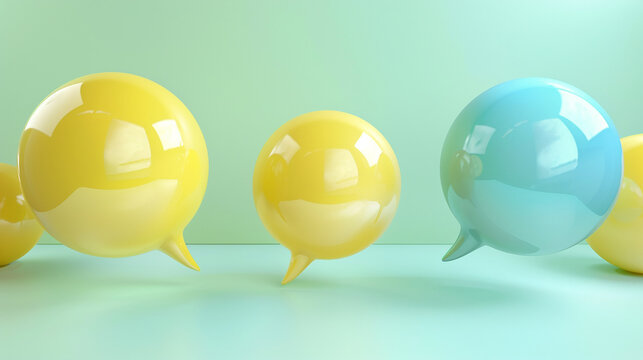 AI art, yellow and green speech bubble background