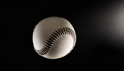 Baseball ball standing still in the dark.