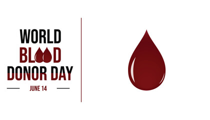 Fototapeta premium World Blood Donor Day vector, banner, flyer, poster on white background. Donate blood save life. Blood donation concept for June 14. world blood donor day awareness illustration design isolated vector
