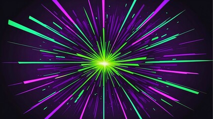 ネオングリーンとパープルのサンバースト背景画像