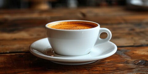Obraz premium Freshly brewed coffee in a white cup on a saucer