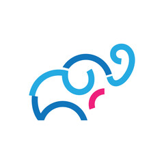 Abstract elephant vector logo design. Creative linear animal  logotype