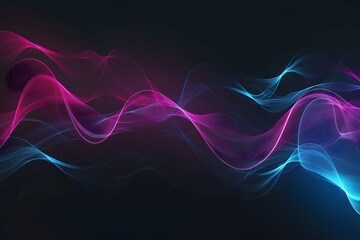 Naklejka premium Glowing Neon Pink and Blue Wavy Lines on Black Background