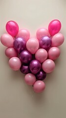 Multicolored Balloon Love Heart. Light Pink and Dark Pink Balloons arranged in a heart shape