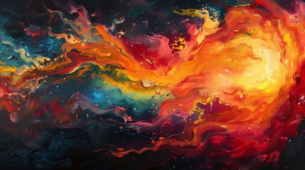 Infinity fire painting with vivid brushstrokes, intense colors, and an abstract interpretation of endless flames