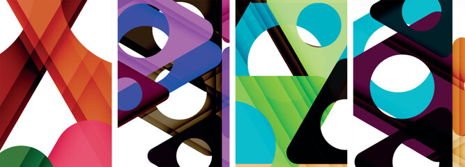 Abstract background set featuring captivating triangles. Harmonious blend of geometry and style, these designs bring modern flair