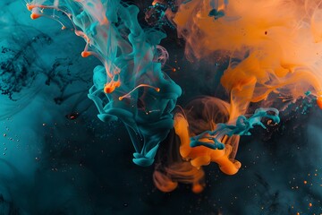 Abstract Background with Orange, Blue, and Turquoise Colors