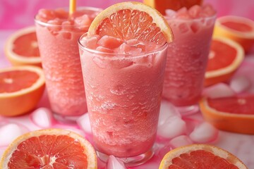 Grapefruit Smoothie - Pink with grapefruit segments. 