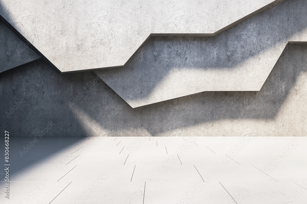Poster geometric abstract architecture, minimalist style, on clear background, concept of modern design. 3d