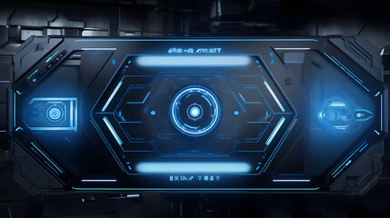 Obraz premium Digital blue futuristic design graphics poster background