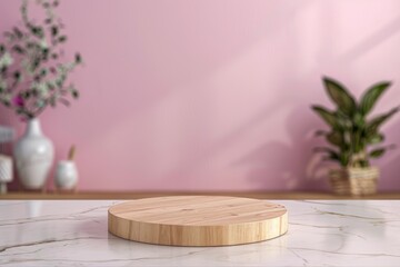 White Marble Counter Top With Wooden Cutting Board