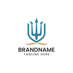 Logo Design Shield trident icon element vector