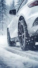 Elegance Car in the Hush of the Snowy Winter