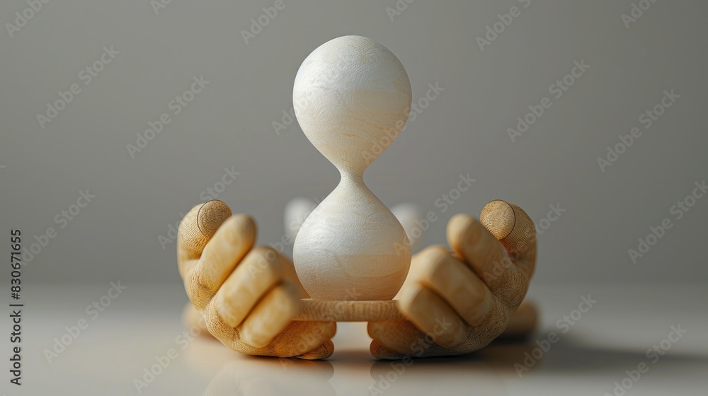 Poster a 3d animated person holding an hourglass filled with sand and water, representing the urgency or ou