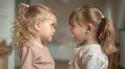 Effective communication between children, siblings learning to share.