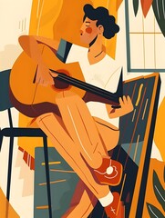 Passionate Musician Captivating Audience with Heartfelt Melody on Acoustic Guitar